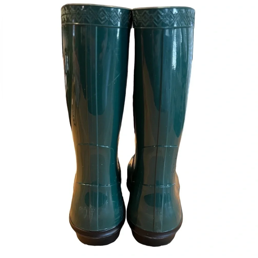 UGG Pine Green Rubber Waterproof Fabric Lined Mid Calf Rain Boots Women’s Sz 8 - Picture 3 of 13